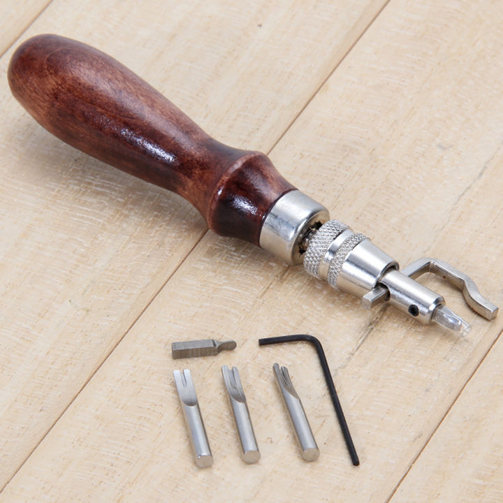 5 in 1 Pro Leather Craft Stitching Tool Adjustable Stitching and Groover Crease Leather Craft Edge Press Kit Sewing Accessories