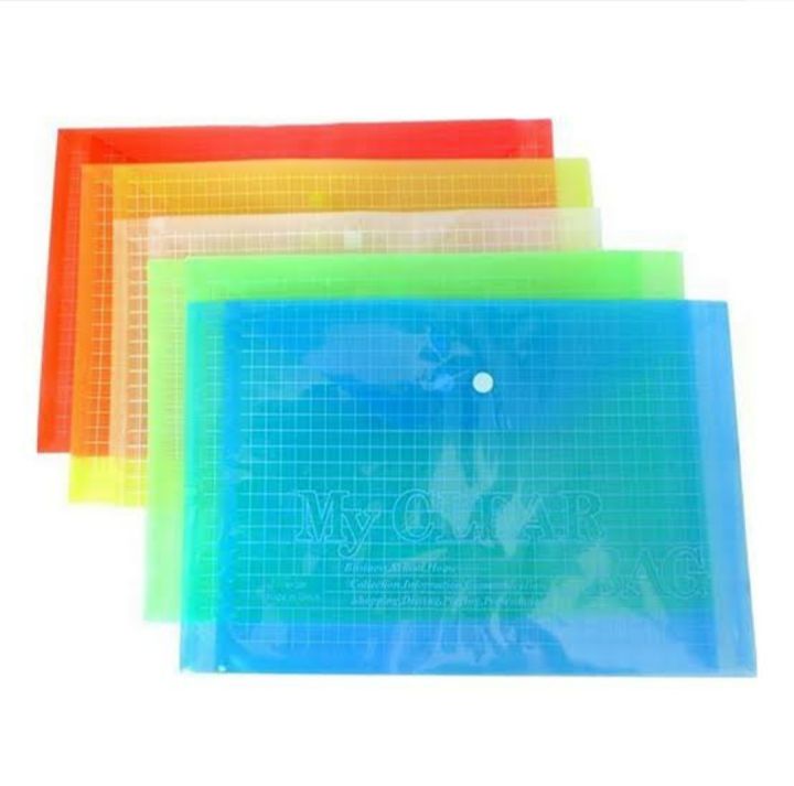 My Clear Bag Button File Folder (Pack of 4 and 10 Files) - Transparent ...