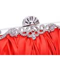 Fashionable and Vintage Ruched Satin Clutch Hand Bag with Silver Floral Clasp. 