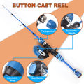 Kids Fishing Rod and Reel Combo Full Kit 1.2m/1.5m Telescopic Casting Rod Pole with Spincast Reel and Hooks Lures Swivels Carry. 