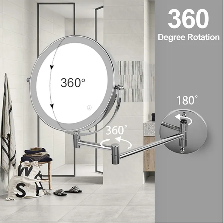 8%20inch%20Wall%20Mounted%20Makeup%20Mirror%205/7/10X%20Magnifying%20Double%20Side%20Folding%20Arm%20Extend%20USB%20Charging%20Bathroom%20Smart%20Cosmetic%20Mirrors%20-%20Image%204