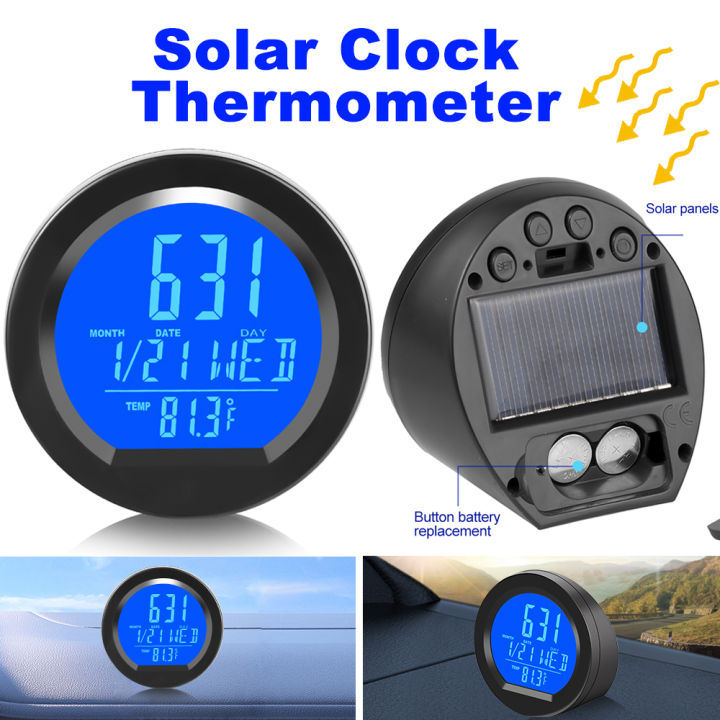 MEANLIN 2-Pack Car Dashboard Clocks With Temperature | LED Backlight Digital Clock For Air Vent Or Dash