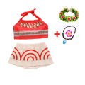 Little Girls Cosplay Moana Halter Sundress Baby Kids Vaian Sisters Ocean Beach Hawaii Style Princess Frock With Necklace Pig Set. 