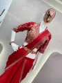 saree model frock. 