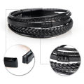 Trendy Leather Bracelets For Men Stainless Steel Bracelet 21CM Multilayer Braided Rope Bracelets for Male Jewelry .