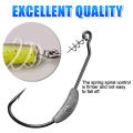 FishTrip Fishing Jig Head Hook with Spring Lock Pin Crank Barbed Hook Plastic Lure Soft Worm Hook High Carbon Steel Fish Tackle. 