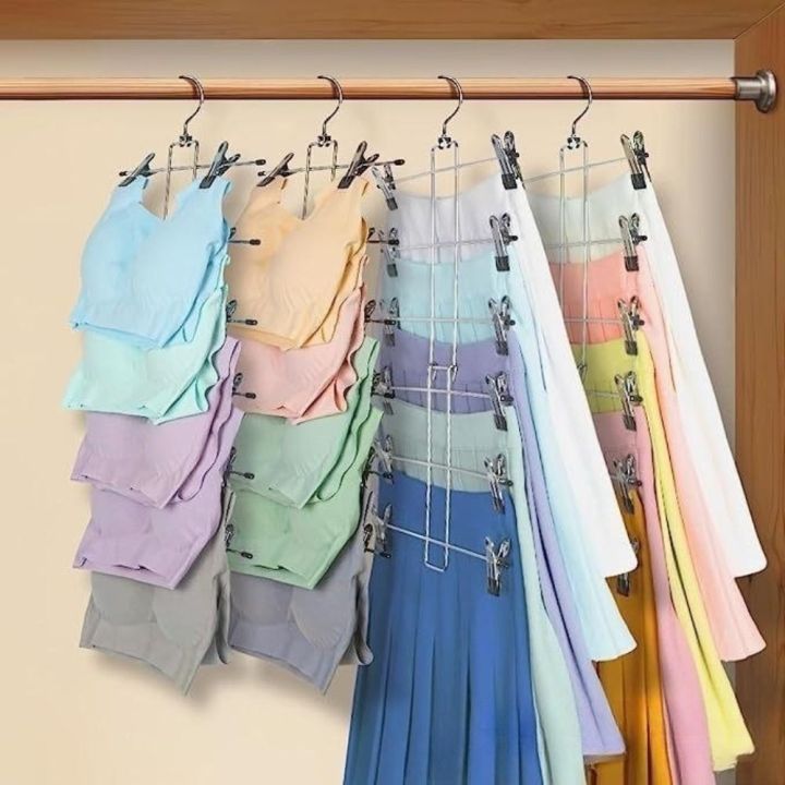 6%20Layer%20Clothes%20Hangers%20Multilayer%20Skirt%20Trouser%20Hanger%20for%20Pants%20Non%20Slip%20Metal%20Hanger%20Clips%20Clothing%20Storage%20Rack%20Holder%20-%20Image%203