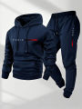 PARIS Letter Print Sweatshirt Suit Men's Fleece Hoodie Pants Set Spring Autumn Winter Warm Casual Sports Pullover Trousers Sets. 