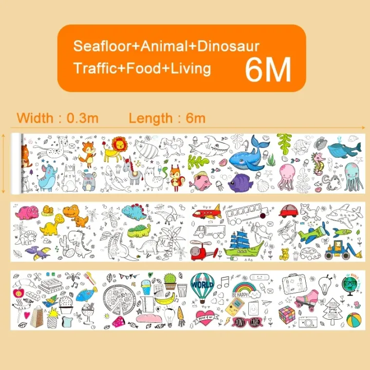 Animal Canvas Children's Drawing Roll DIY Coloring Paper Roll Color ...