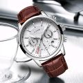 LIGE 9866 luxury fashion chronograph active Men Leather Watch 30M Waterproof - Watch. 