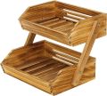 Fruit Basket, 2 Tier Wooden Fruit Basket for Kitchen, Fruit Stand Storage Holder, Fruit Bowl for Fruit, Vegetables and Snack Home Kitchen Countertop Organizer (Self-assembly. 