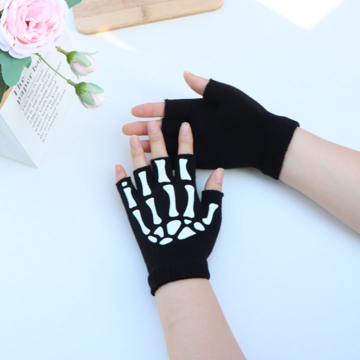 Halloween%20Skeleton%20Skull%20Half%20Finger%20Luminous%20%20Fingerless%20Stretch%20Knitted%20Gloves%20Skull%20Fingerless%20Black%20Mitten%20-%20Image%204