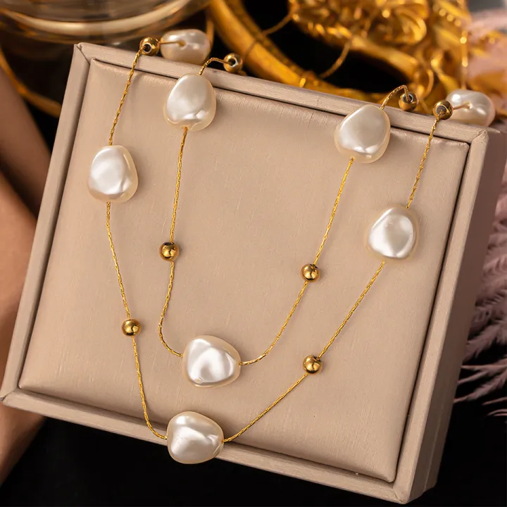Yupsk%20316L%20Stainless%20Steel%20Double%20Layer%20Pearl%20Choker%20Necklace%20for%20Women%202in1%20Chains%20Necklaces%20Bridal%20Wedding%20Party%20Jewelry%20-%20Image%203