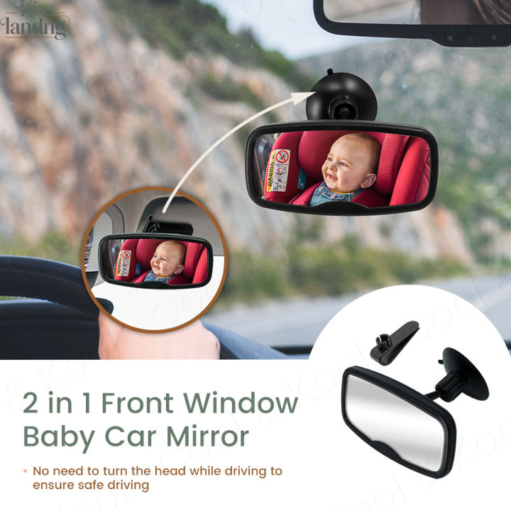 Small 2-in-1 Adjustable Car Mirror, Shatterproof with 360° Rotation & Suction Cups
