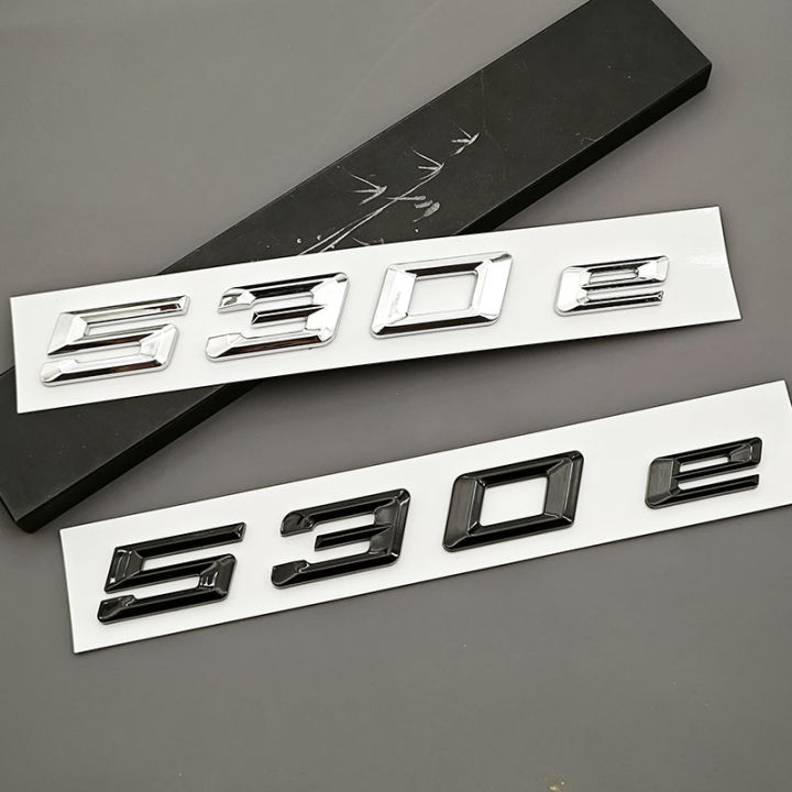 3D ABS Chrome Black Car Letters Logo 530e Rear Trunk Badge Emblem ...