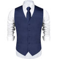 Satin Men's Solid Blue Suit Vest with Tie Handkerchief Cufflinks Business Formal Waistcoat Wedding Prom Men Sleeveless Jacket. 