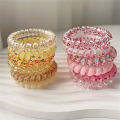 6pcs Sweet Cute Colorful Spiral Hair Ties Resin Jelly Coil Hair Rings Elastic Women Girls Ponytail Holders Hair Accessories. 