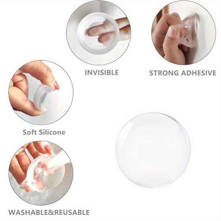 6pcs%20Door%20Handle%20Bumper%20Pad%20Self%20Adhesive%20Transparent%20Silicone%20Wall%20Protector%20Anti%20Bump%20Washable%20Reusable%20Round%20Door%20Stopper%20-%20Image%204
