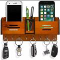 Wooden wall keychain holder with mobile stand wall mounted storage box wood mobile phone holder wood keychain holder wooden mobile stand. 