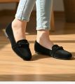Black Velvet Buckle Flat Pumps for Ladies - Elegant and Comfortable. 