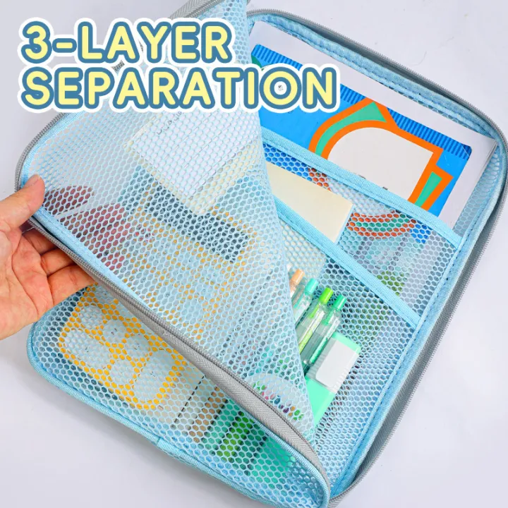 HUAJIE%20L-Shaped%20Large%20Opening%20Mesh%20File%20Bag,%20Multi-Layer%20Zipper,%20Transparent%20Exam%20Paper%20Folder,%20Portable%20Storage%20for%20Students%20-%20Image%205