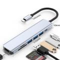 7 In 1 Type C Usb Hub Seven In One Type C 4k 30hz Usb Splitter Supports All Type C Channel Computers To Usb Compatible With Hdmi. 