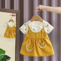 Girl Kid's Dress Summer Two Heart-Shaped Printed Casual Girls' Dress Sweet Baby Girl Clothes. 
