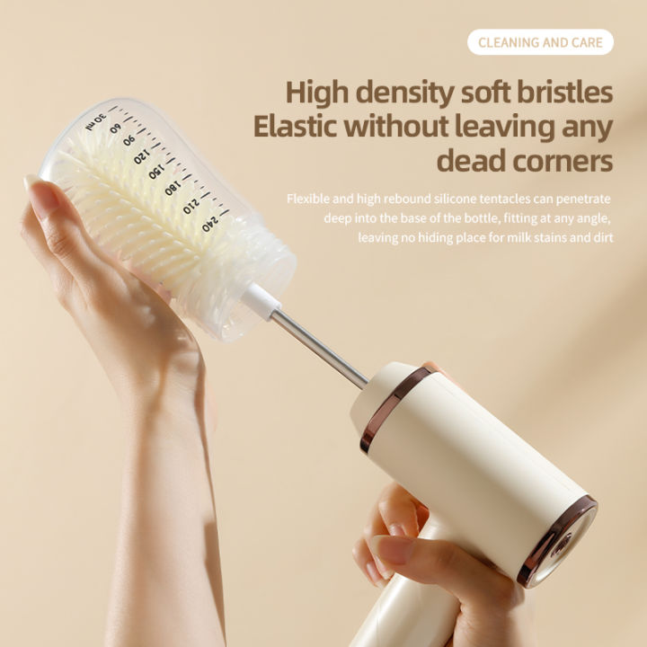 360° Rotating Electric Baby Bottle Brush Set Silicone NippleCleaner BPA-Free Infant Cleaning Tool with Egg Beater Function