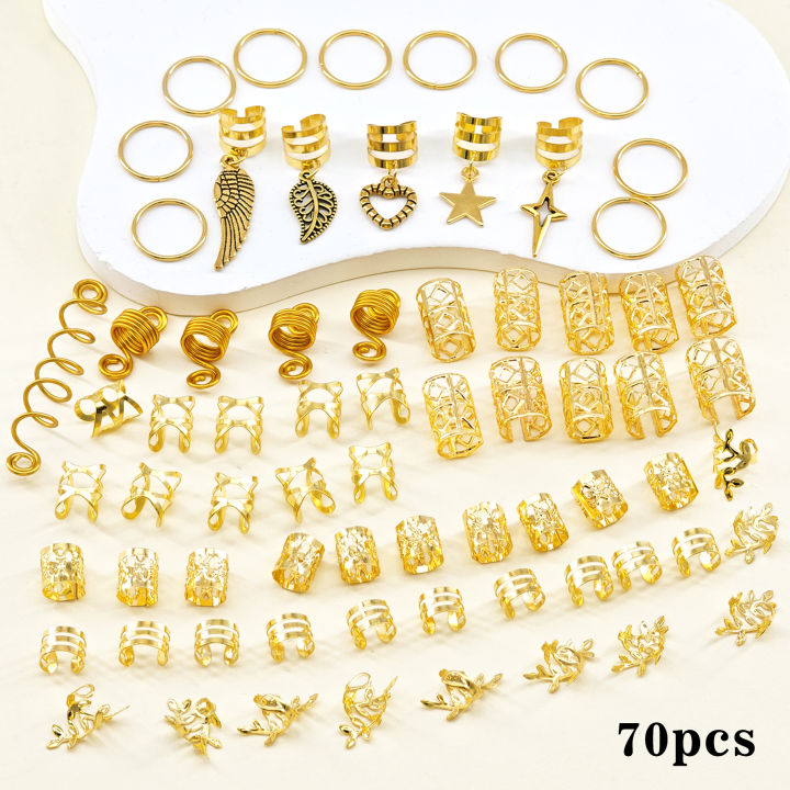70Pcs%20Alloy%20Mixed%20Style%20Hair%20Ring%20Set%20Of%20Hair%20Accessories%20DIY%20Dreadlock%20Boho%20Style%20For%20Women%20Music%20festival%20party%EF%BC%88Valentine'Day)%20-%20Image%207