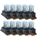 Pack of 10 relay sets + my2 socket my4 12VDC 12vac 24vda 24vac 110vac 220vac daily delivery. 
