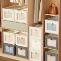 Large Foldable Canvas Storage Box with Clear Window - Organize and Store Clothing Space-Saving Home Closet Organizer.