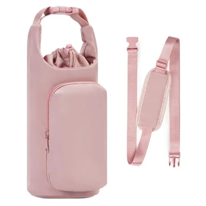 Portable Water Bottle Bag with Adjustable Shoulder Strap Vacuum Cup Cover Heat Insulation Protective Cover for Hiking Camping