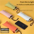 Ultra Light Small Mini Women Five Fold Umbrella Sun Proof Sun Proof Anti UV Sun Rain Dual Use Umbrella Thick Black Glue Pocket S. 