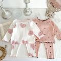 2psc Spring And Autumn Newborn Infant Baby Girls Suit Cartoon Long Sleeved Thread Cotton Kids Fashion Baby Clothing.