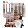 MAANGE 50pcs Makeup Kit 20pcs Professional Makeup Brush Set 25pcs Air Cushion Puffs Eyelashes Curled 4pcs Wash Accessories . 