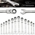 New 1pcs Ratcheting Combination Wrench Set, 8-17mm Metric Flex Head Ratcheting Wrench, Chrome Vanadium Steel Spanner with Bag. 