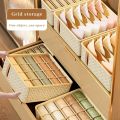 1pc Khaki/Wine Red Non Woven Multi Grid Underwear Sock Storage Box Household Wardrobe Organization and Storage. 