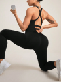 Seamless Women'S Yoga Jumpsuits Racerback Strappy Back Athletic One-Piece Bodysuits For Gym & Workout Activewear. 
