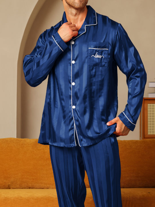 Two%20piece%20sets%20men's%20pajamas%20autumn%20and%20winter%20silk%20satin%20long%20sleeved%20pants%20casual%20minimalist%20letter%20embroidered%20sleepwear%20set%20-%20Image%203