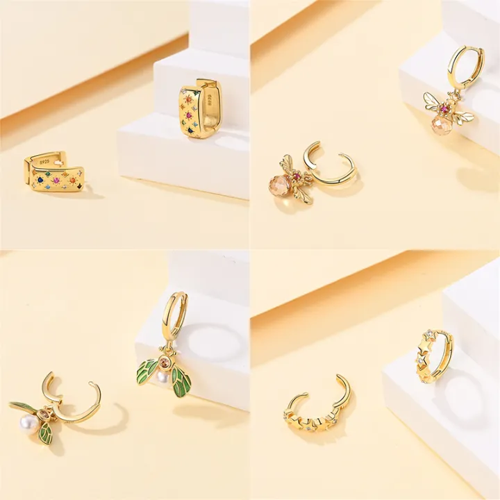 New%20in%20925%20Silver%20Color%20Gold%20Pearl%20Bee%20Irregularity%20Star%20Moon%20Earrings%20For%20Women%202024%20Trending%20Fashion%20Jewelry%20Birthday%20Gifts%20-%20Image%204