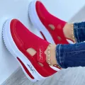 Red Sneakers Women Shoes Woman Tennis Shoes Canvas Shoe Female Casual Shoes Ladies Sport Shoes Platform Sneaker Hollow Out Shoes. 