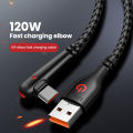 120W USB To Type-C Cable 90 Degree Elbow Mobile Phone Fast Charging For Huawei Mate 40 30 Xiaomi Samsung Phone Charging Cord. 