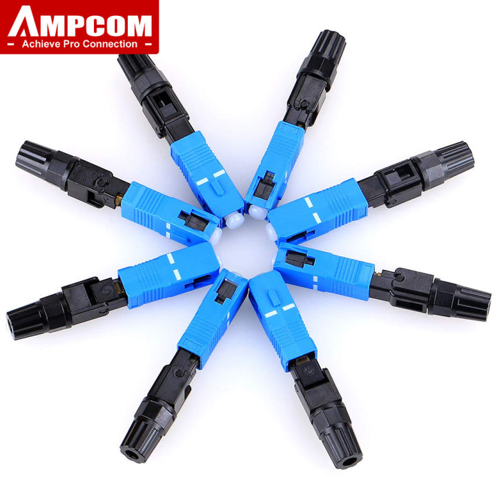 Ampcom Sc Upc Apc Fiber Optic Quick Connector Ftth Single Mode Fast Field Assembly Reusable