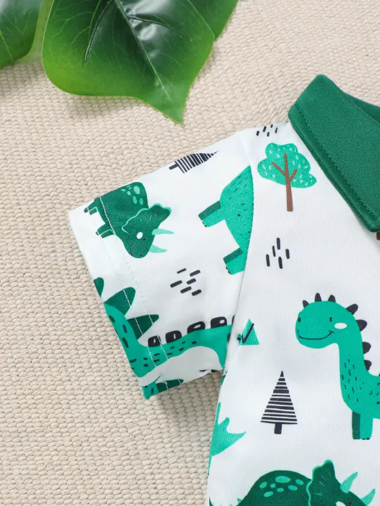 Baby%20Boy%20Summer%20Outfit%202-Piece%20Set%20Cartoon%20Dinosaur%20Print%20Polo%20Short%20Sleeve%20Romper%20with%20Fashionable%20Cute%20Overalls%20-%20Image%204
