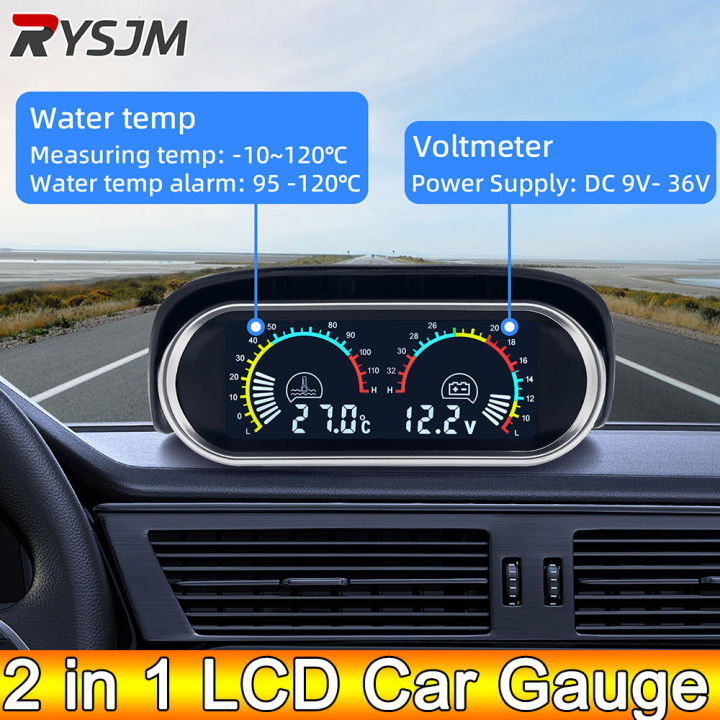 AD 2in1 LCD Car Water Temp Gauge + Water Temperature Sensor 10mm Meter ...
