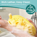 2-in-1 Cute Dinosaur Bath Flower & Scrub Cloth - 3-Second Lathering Shower Puff Skin-Friendly Double-Sided Exfoliating Bath.