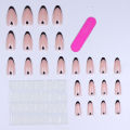 24pcs ，Black French Tip Press on Nails Valentine Fake Nails with  Glossy Almond Nails False Nails Black  on Nails. 