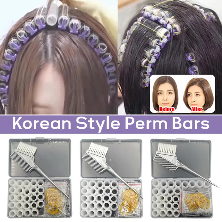 24Pcs Hair Root Perm Rods Bars Curlers With Clips & Rubber Bands Salon ...