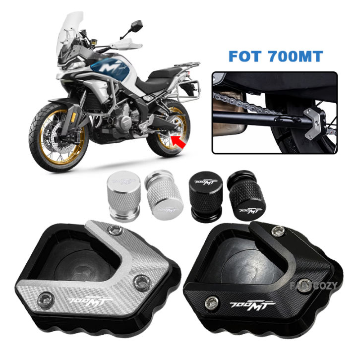 For CFMOTO 700MT MT700 CF 700 MT 2024 2025 Motorcycle Acceesories Enlarged Pad Side Stand Support Kickstand Tire Valve Caps