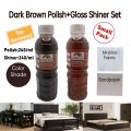 Furniture Polish Dark Brown With Gloss Shiner Set. 